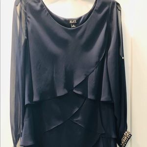 Split-Sleeve Tiered Chiffon Dress